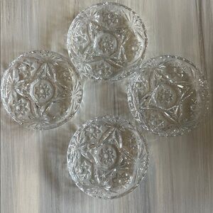 Vintage Anchor Hocking Set of 4 Crystal Star of David Coasters